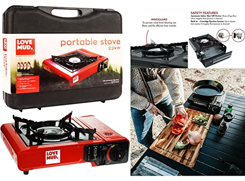 NTI KINGFISHER Portable GAS COOKER Butane Camping Stove FREE Carry Case BBQ Outdoor Kitchen Hiking Single Burner Caravan House Party Boating Fishing Cookware Garden Patio Picnic Cooking Refills UK