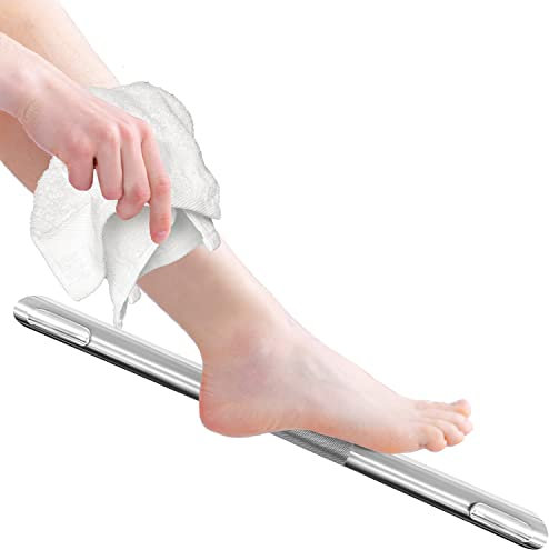 FINSBURY HARDWARE Duschfußstütze, Eckduschstange für Rasierbeine, Wandmontage Hotel Dusche Fußleiste, Messing Bar Badezimmer Fußstufe (Satin-Nickel)