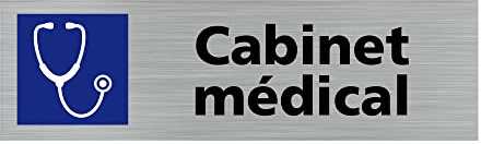 Signalétique.biz France - Plaque de porte CABINET MEDICAL (Q0279) - 170 X 50 mm - Plaque aluminium brossé de 2mm