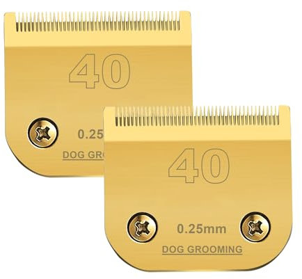 2 Packungen #40 Scherklinge für Hundepflege, kompatibel mit Andis-Schermaschinen, Karbonstahl, abnehmbare Keramik, scharfe Kante, auch kompatibel mit Wahl/Oster Hunde-Schermaschinen, 0,25 mm