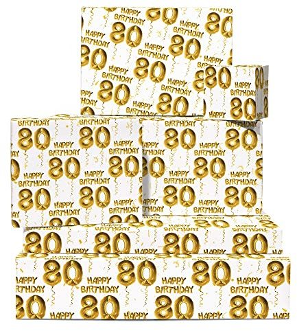 Geschenkpapier für Männer und Frauen – 6 Bögen weißes Geschenkpapier – Happy Birthday – von Central 23