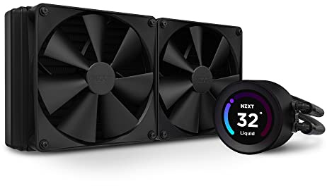 NZXT Kraken Elite AIO CPU-Kühler, 280 mm, anpassbares 6 cm Weitwinkel-LCD-Display, Hochleistungs-Pumpe, 2 x F140P-Lüfter, Schwarz, 16.7 x 16.0 x 6.1 cm, Desktop-Computer-Wasser-Kühlungssysteme