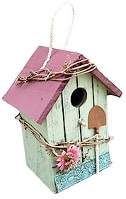 YARNOW Pajareras Hechas a Mano Decoración De La Cabaña De Troncos Casa De Pájaros Colgantes Casa Decorativa para Pájaros Pájaro Miniatura Pajarera Decorativa Bambú El Pájaro Rural