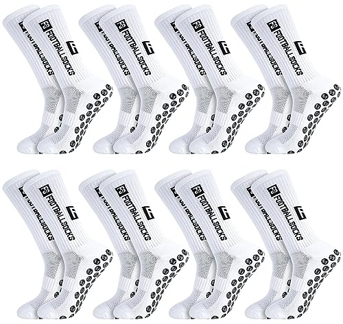 Apricitie 8 Paare Fußball Socken, 39-46 Fußballsocken Weiß