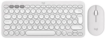 Logitech Pebble Keys 2 K380s Clavier sans Fil Bluetooth FR AZERTY Pebble Mouse 2 M350s Wireless Bluetooth - Blanc