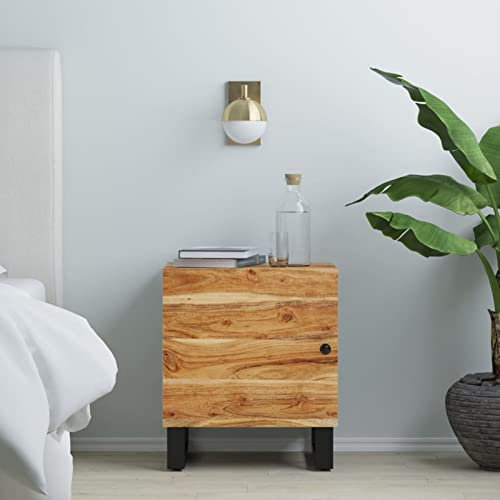 LAPOOH Nachttisch, Nachtschrank, Nachtkonsole, Bedside Tables, Nachtkästchen, Beistellschrank, Nightstand, Nachtkommode, 40x33x46 cm Massivholz Akazie