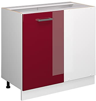 Vicco Eckschrank für Hausrat R-Line, Bordeaux Hochglanz, 86 cm mit Tür, ohne Arbeitsplatte