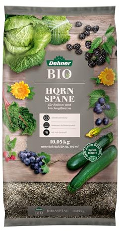 Dehner Bio Hornspäne, ökologischer Universaldünger, hochwertiger Dünger für Balkonpflanzen / Gartenpflanzen, natürliche Langzeitwirkung, 10.05 kg, für ca. 100 qm, bunt
