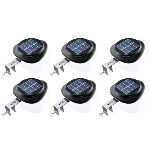 Gutter Solar Lights, Solar Lights for Outdoor Solar Lights, IP55 Waterproof, 100 lm, Garage, Wall Lights, Path Lights for Fence, Patio, Walkways, Yard, Garage, Eave, Warm Light, Pack of 6