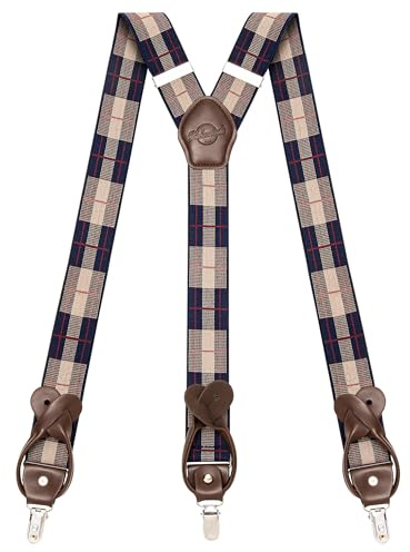 Kohentact Hosenträger Herren mit Clip- und Knopfbefestigung, inklusive 6 Knöpfe, 3,5 cm Breite Y-Form für Körpergrößen bis 200 cm Suspenders for Men