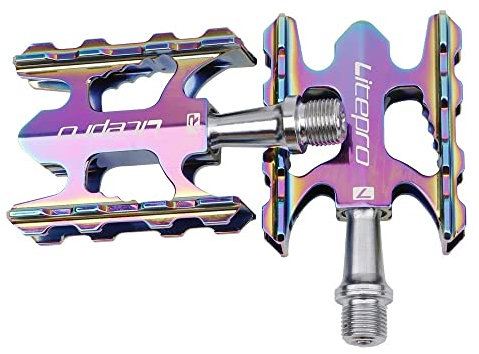 QAINKUN Pedale Fahrrad Klapprad-Pedal-Lager-Aluminium-Legierung ohne Rutsch MTB Rennrad BMX Universal Fahrradpedal Fahrradpedale (Color : Rainbow)
