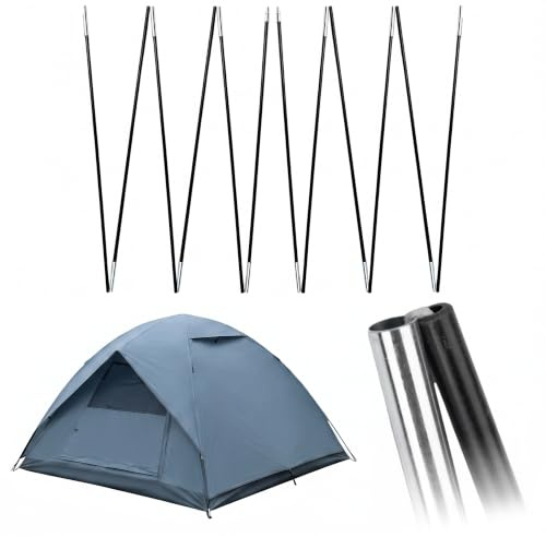 Fiberglass Tent Poles, camping tent pole replacement Suitable For Permanent Tent Poles, Foldable, Assembled, Multiple Lengths Available, Shock Cord Camping Tent Equipment(3.0m)