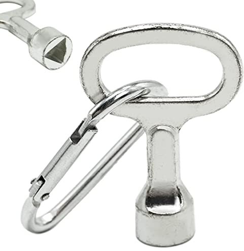 EASYKEENECOM Meter Box Key, Gas Box Key, Metal Triangular Key,Silver Triangle Socket Spanner Key with a Keychain for Gas Water Electric Meter Box Cabinet
