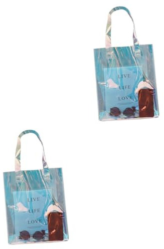 GALPADA 2stücke Holographic Transparent Tote Bag Für Damen Große Kapazität Schultertasche Stylische Handtasche Für Shopping Reisen Und Freizeit