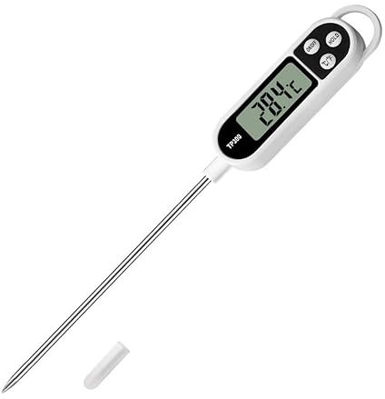 Digital Thermometer for Water Temperature Large Display Flat Design Farenheit Celcius Steel Probe