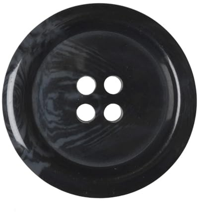 Knöpfe Schwarz 15mm - 12 Stück Runde Kunsthornknöpfe aus Harz zum Annähen - Knöpfe für Strickjacke, Mantel & Jacke - 4-Loch Jackenknöpfe & Mantelknöpfe - The Bead Shop
