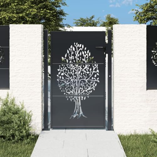 Xichuzi Puerta de jardín Acero Gris Antracita diseño árbol 105x130 cm, Puertas para Jardin, Puertas De Exterior, Valla Jardín, Rejas para Puertas De Entrada