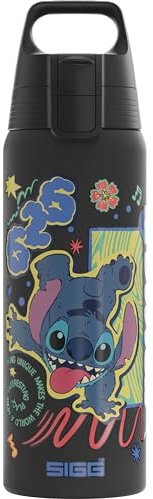 Sigg - Edelstahl Trinkflasche - Shield One Disney Lilo & Stitch - Für Kohlensäurehaltige Getränke Geeignet - Auslaufsicher - Federleicht - BPA-frei - Sport & Schule - Black - 0,75L