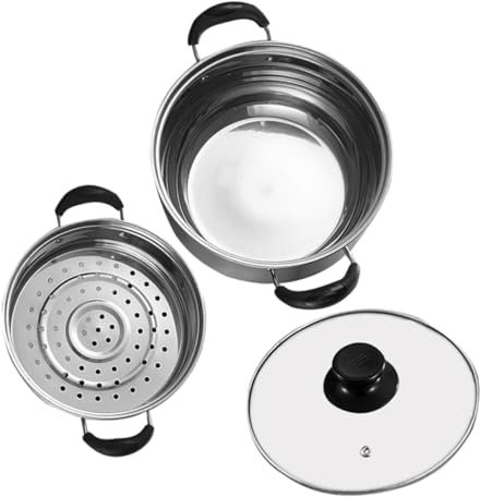 LIFKOME Cazuela Vaporera De Acero Inoxidable Multifuncional Para Estofados y Sopas