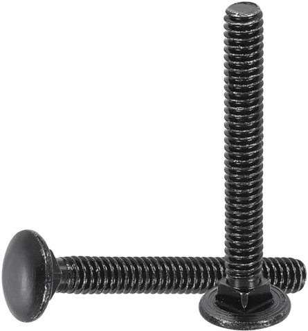 sourcing map 50Pcs 1/4-20x3 Carbon Steel Round Head Square Neck Screws Bolt Screw for Fastening Accessories - Black