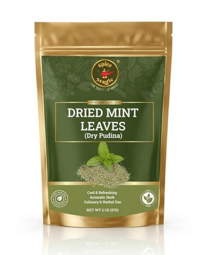 Spice Magic Dried Mint Leaves (Peppermint) 2oz (57g) Cut & Sifted | All-Natural Herb | Perfect for Teas, Salads, Sauces & Middle Eastern Dishes | 100% Natural, Vegan, Non-GMO I No Stems