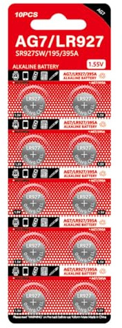 GKYQVE Lot de 10 piles bouton alcalines AG7 1,55 V 26 mAh LR57 LR927 395 SR927W SR57 SR927 pour montre jouet