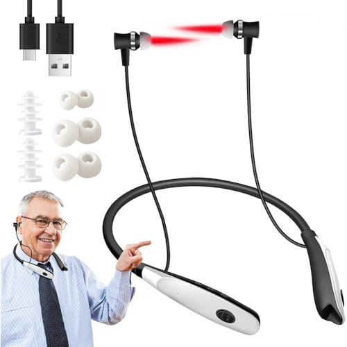 Tinnitus Relief Device, HOVCEH Red Light Therapy for Nasal & Ears, Hanging Neck Nano Lightwave Infrared Light Therapy for Ear Noise Pain Relief & Sleep Aid
