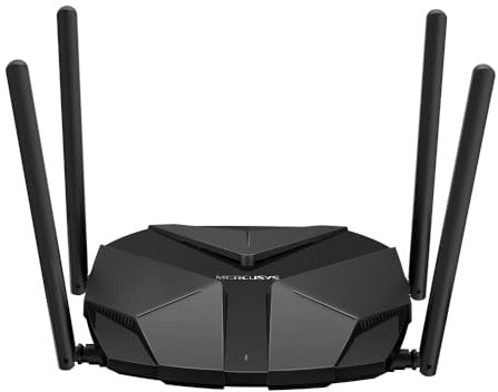 Mercusys TP-Link MR85X Router WiFi 6 AX3000Mbps Dual-Band, 2,5 Gbps Porta WAN, 3 Porte LAN Gigabit, 4 Antenne Omnidirezionali Fisse, WPA3, Modalità Punto di Accesso, Controllo APP, non Supporta xDSL