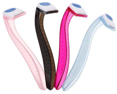 Afeitadora Manual para Mujeres Mini, 4 Piezas, Abs y Acero Inoxidable | Axilas y Rostro, Cuchillas Reutilizables, Uso Versátil, Formato Portátil