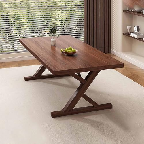Table de salle à manger en noyer massif – Design rectangulaire robuste pour espaces compacts, parfaite pour la cuisine, la salle à manger et le bureau à domicile