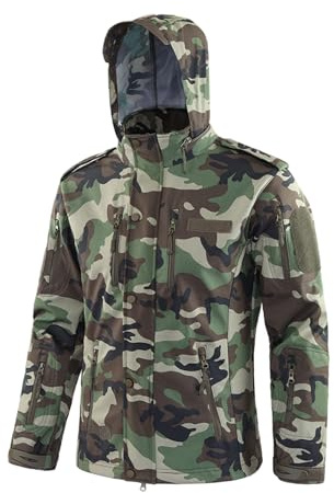 Veste Militaire Homme Vetement Army Treillis Tactique Chasse Randonnée Blouson Militaire Equipement Legere Imperméable Mi Saison Softshells Randonnée Homme L