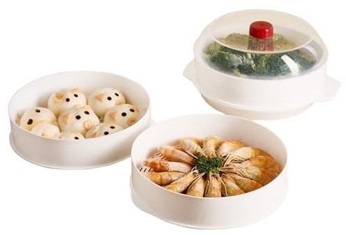 Cocido-Vapor, Olla de Vapor Doble Planta Para Cocina, Utensilio de Cocina para Microondas Arroz Verduras Albóndigas Hogar Restaurante