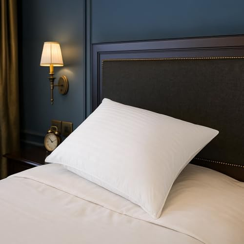 SAMPUR Oreiller Plumes de Canard et Duvet | Jacquard strié | Confort équilibré (60x60 cm)