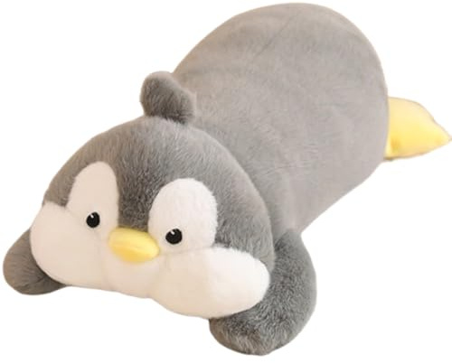 Xiyocadt 50cm Langer Pinguin PlüSch Kissen,Cartoon Weiches Pinguin Nackenkissen Puppen, Niedliche PlüSchtier Schlafkissen Geschenke FüR Kinder Geburtstage, (50cm,Grau)