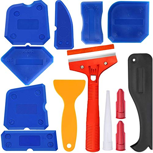 Jeffergarden Kit de Herramientas para Calafateo, Raspador de Lechada, Removedor de Masilla, Esparcidor de Sellador de Silicona, Trabajo Limpio, Fácil de Usar para Moldear, Lechada, Sellado, Kit de