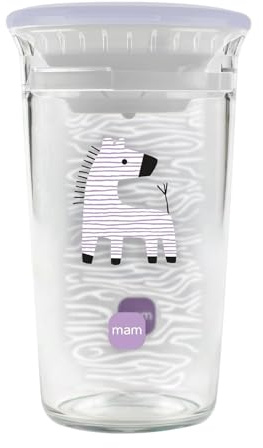 MAM Easy to Drink Cup 360° Trinklernbecher 290 ml, ab 8 Monaten, Zebra