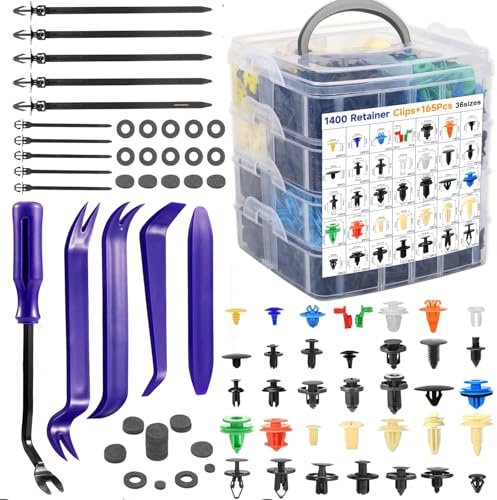 Wuhmhm 1565 Pièces Clips De Fixation Voiture, 36 Types Rivet Clips Voiture Universels avec 10 Colliers De Serrage et Outil De DéMontage, pour Panneaux De Porte, Des Rivets D'Aile, Porte et Aile