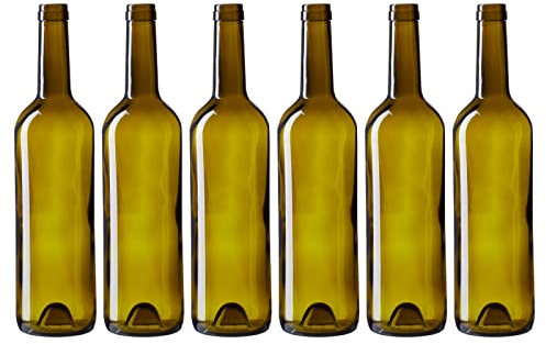 Bottiglie da vino di vetro, vuote, verdi, riciclabili, per la produzione casalinga di alcol, forniture vino, confezione da 6