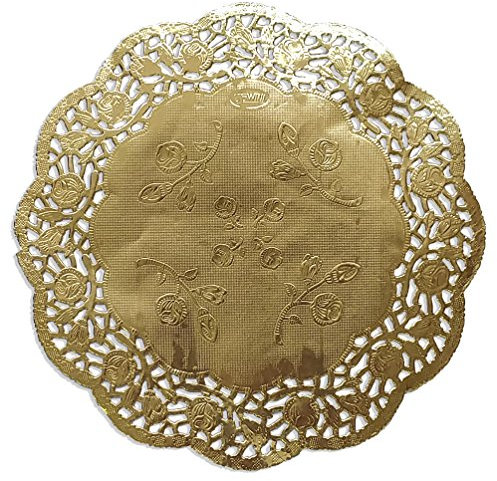 Kunze Tortenspitze, Spitzenpapier rund, geprägt, 100 Stück (Gold, Ø 21,5 cm)