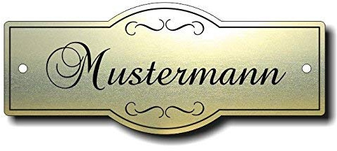 Türschild, Briefkastenschild, Klingelschild, 70-300-002 Acryl, Oberfläche gold gebürstet oder Edelstahl gebürstet, individuell anpassbar