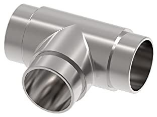 Sellon24® T-Stück T-Verbinder für Rohr Ø 42.4 x 2.0 mm V2A Edelstahl Rohrsteckwinkel Edelstahlrohr Rohr Steckfitting Verbinder für Rohr Geländer Handlauf Rundrohr Balkon Treppen Flansch Rohrstütze