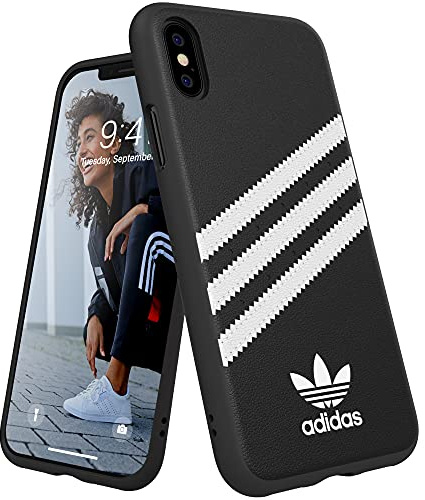 adidas Handyhülle Entwickelt für iPhone X Hülle, iPhone Xs Hülle, Fallgeprüfte Hüllen, stoßfeste erhöhte Kanten, Original Schutzhülle, Schwarz und Weiß Streifen