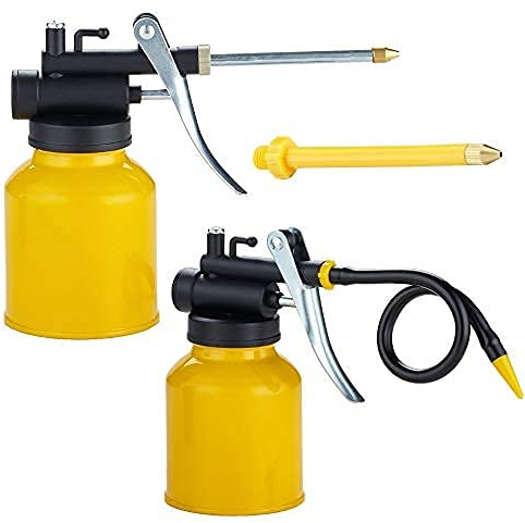 Junchi [2-Pack] Metal Yellow Pump Oil CAN with 3 Spouts