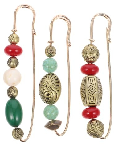 PRETYZOOM 3 Pièces Broches Epingles Broches Vintage Rétro Cardigan Clip Épingle à Châle de Pull Broche Elégante Pantalons Robe Jupe Taille Décoration Accessoires