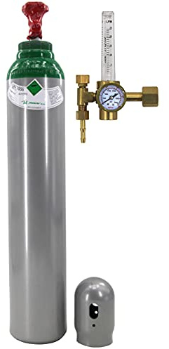 Gasflasche mit Minderer Reines 4.8 Argon (100%) Schweißgas 8 Liter TIG/WIG MIG inkl. Rotameter