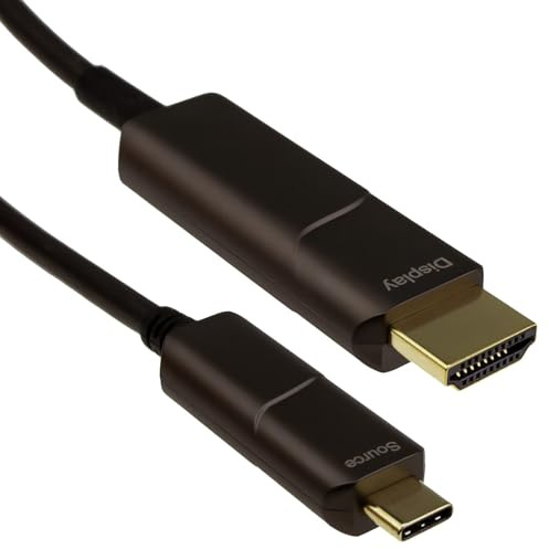 kenable USB C to HDMI Cable 4K 60Hz Active Optical AOC 18Gbps HDMI 2.0 HDR Long Distance Fibre Optic Lead 10m Black