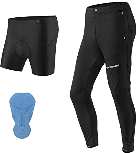 ROCKBROS Herren Fahrradhose 2 in 1 Lang Radlerhose Fahrradunterhose mit sitzpolster Sommer Herbst Atmungsaktiv Hose