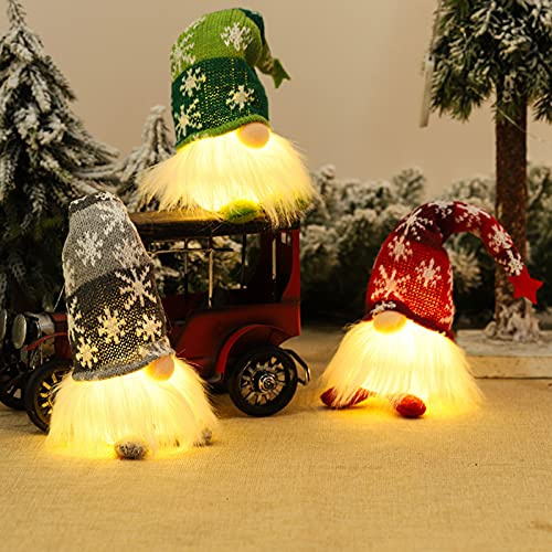 Weihnachtswichtel Deko Figuren, Wichtel Figuren Led, Weihnachtswichtel Leuchtend, Weihnachtsdeko Figuren Leuchten, Weihnachtsdekoration Amerikanisch Miniatur Häkeln Stoff Tomte Puppe (Kurze Beine)