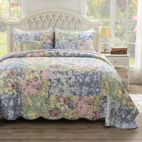 Greenland Home Emma Vintage Style Quilt Set, 2-Piece Twin/XL, Gray