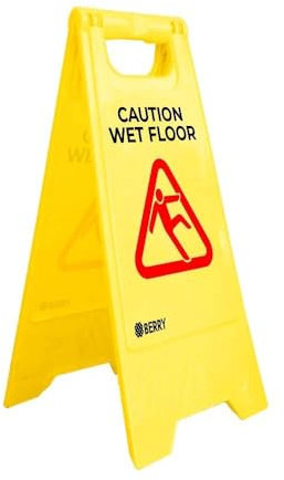 Caution Wet Floor Sign - Yellow | Plastic Slippery Floor Warning Sign | Two Side Foldable Slippery Floor Sign | Type A Freestanding Warning Sign for Outdoor and Indoor